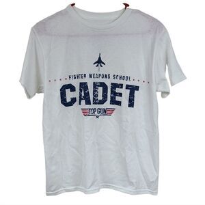 Top Gun “CADET” White Graphic Tee – Boys XL (14/16) Movie Fan T-Shirt Aviation